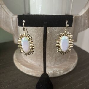 Kendra Scott Gold and Iridescent White Mariah Earrings